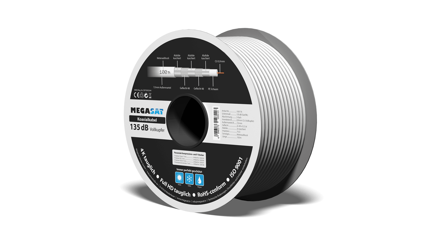 megasat_coaxial cable_135db_full copper_100m_coil